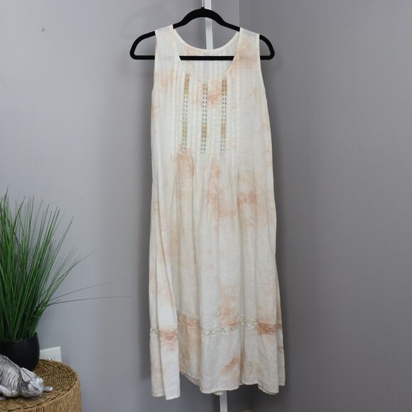 Tie Dye Linen Midi Sun Dress Size Unknown - Picture 1 of 5